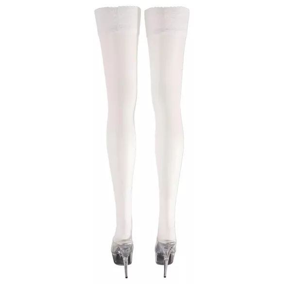 Cottelli - Satin Thigh-Highs (White) - 2/M