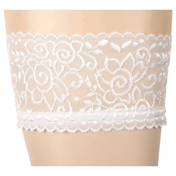 Cottelli - Satin Thigh-Highs (White) - 2/M