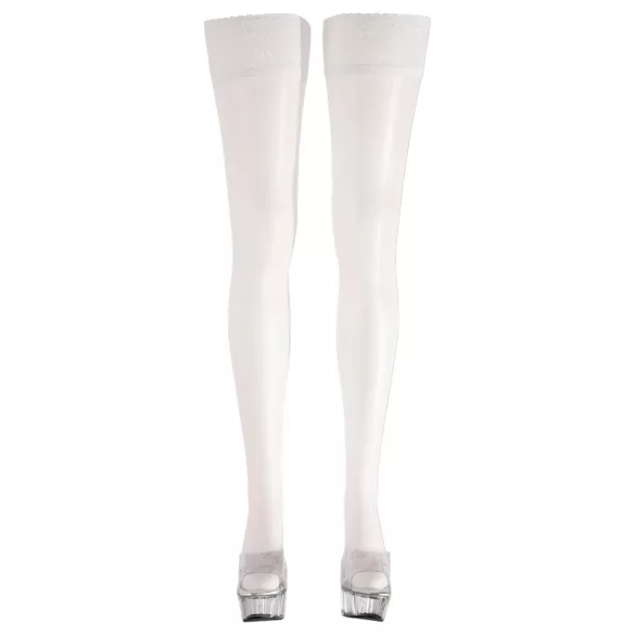 Cottelli - Satin Thigh-Highs (White) - 5/XL