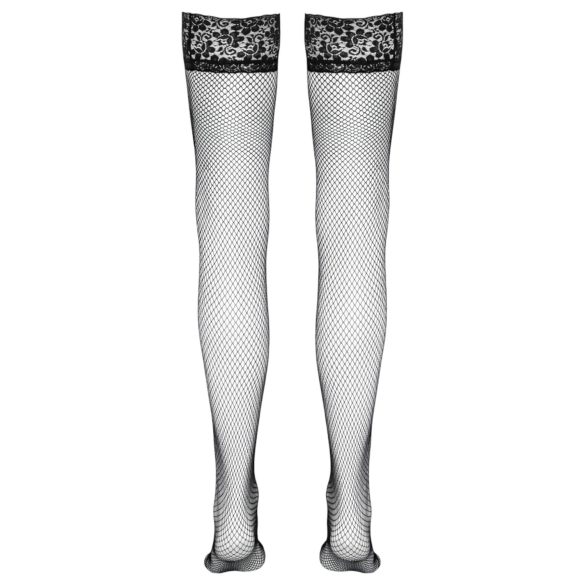 Cottelli - Black Fishnet Thigh-Highs with Wide Lace Trim - 4