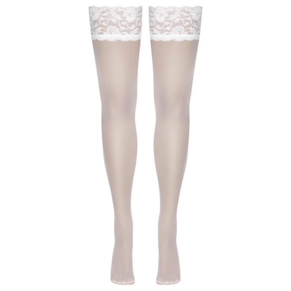 Cottelli - Lacy Floral Thigh-Highs (White) - 3/M-L