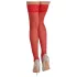 Cottelli - Lace Floral Thigh-Highs (Red) - 3/M-L