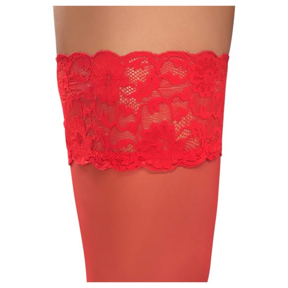 Cottelli - Lace Floral Thigh-Highs (Red) - 4/L