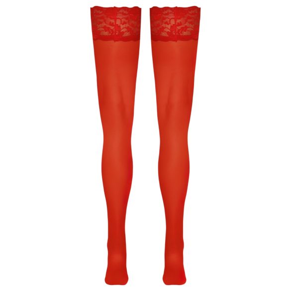 Cottelli - Lace Floral Thigh-Highs (Red) - 4/L