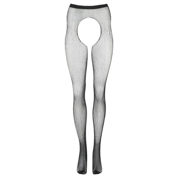 Cottelli Legwear - Open, Shimmering Black Stockings (S-L)