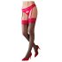 Cottelli - Black Stockings with Red Lace Trim - 8