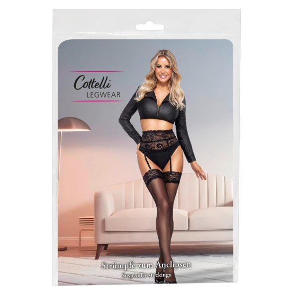 Cottelli - Silky Thigh-Highs (Black)
