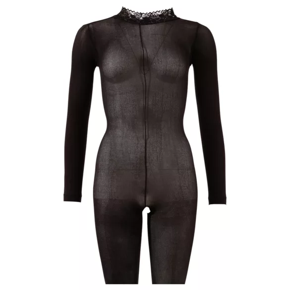 Cottelli - open-crotch transparent bodystocking (black) - S/M