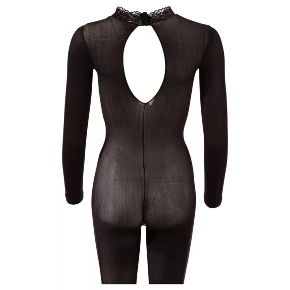 Cottelli - open-crotch transparent bodystocking (black) - S/M