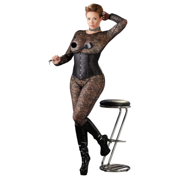 Cottelli Plus Size - Black Satin Waist Corset - 4XL