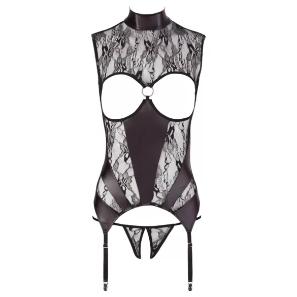 Abierta Fina - Sparkling Lace Open Top (Black) - L