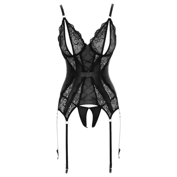 Cottelli - Lace Open Top & Thong Set (Black)