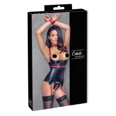Cottelli Bondage - Shiny Lift-Up Top with Collar (Black)