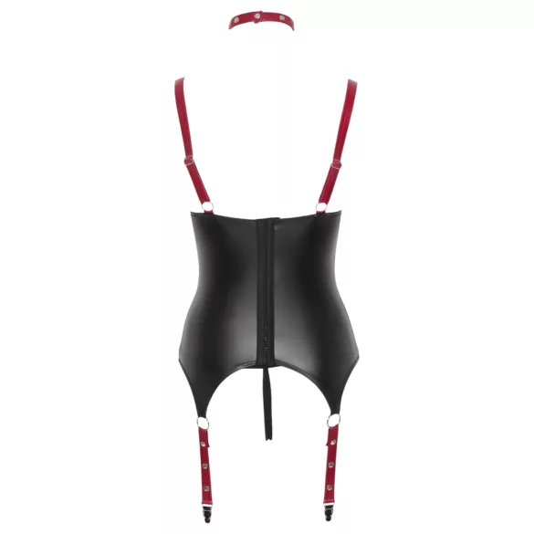 Cottelli Bondage - Shiny Lift-Up Top with Collar (Black) - L