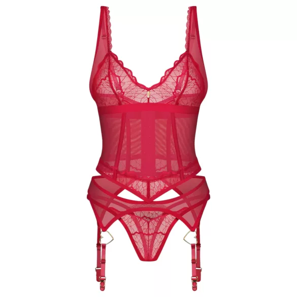 Obsessive Cupide Desire - Sheer Lace Top Set (Red)