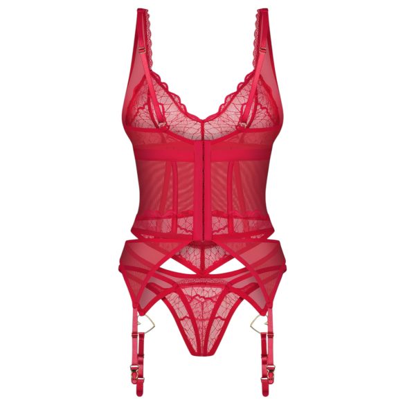 Obsessive Cupide Desire - Sheer Lace Top Set (Red) - L/XL