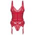 Obsessive Cupide Desire - Sheer Lace Top Set (Red) - L/XL