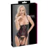 Cottelli - suspender corset and open thong set (black)