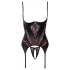 Cottelli - suspender corset and open thong set (black)