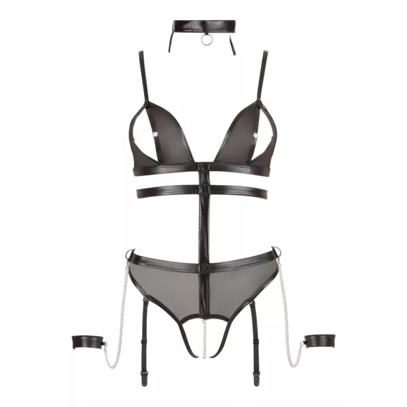 Cottelli Bondage - Strappy Open Body with Chains (Black)