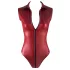 Cottelli Party - zip-up, sleeveless shiny bodysuit (red)