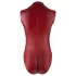 Cottelli Party - zip-up, sleeveless shiny bodysuit (red) - XL