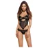 Obsessive Alluria - Floral Lace Bodysuit (Black) - L/XL