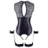 Cottelli Bondage - Shiny Open-Front Bodysuit & Cuffs (Black)