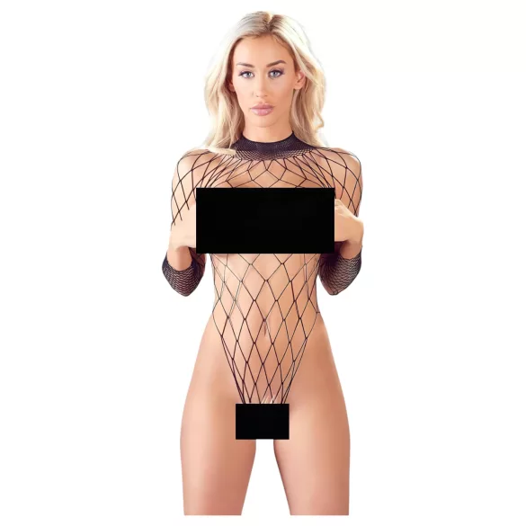 NO:XQSE - long-sleeved black fishnet bodysuit (S-L)