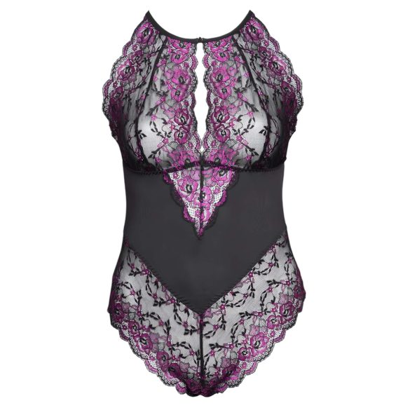 Cottelli Plus Size - Floral Bodysuit (Black-Purple) - 2XL