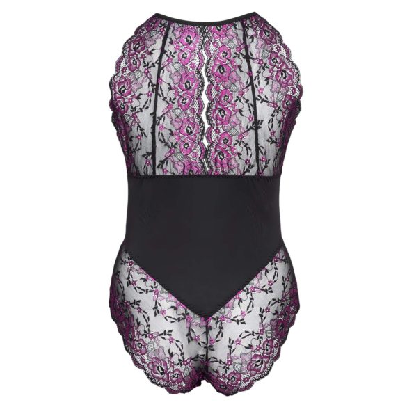 Cottelli Plus Size - Floral Bodysuit (Black-Purple) - 4XL
