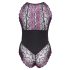 Cottelli Plus Size - Floral Bodysuit (Black-Purple) - 4XL