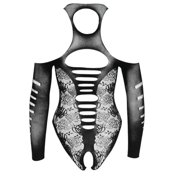 NO:XQSE - Bow Tie Bodysuit, Long Sleeve - Black (S-L)