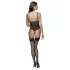 Cottelli - Lace Open-Back Black Bodysuit with Garter - XL