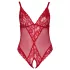 Cottelli Curves - Sheer Lace Bodysuit (Red) - 2XL