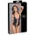 Cottelli Bondage - Shiny Black Open-Front Ringed Bodysuit