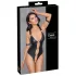Cottelli Bondage - Shiny Black Open-Front Ringed Bodysuit