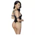 Cottelli Bondage - Shiny Black Open-Front Ringed Bodysuit - L