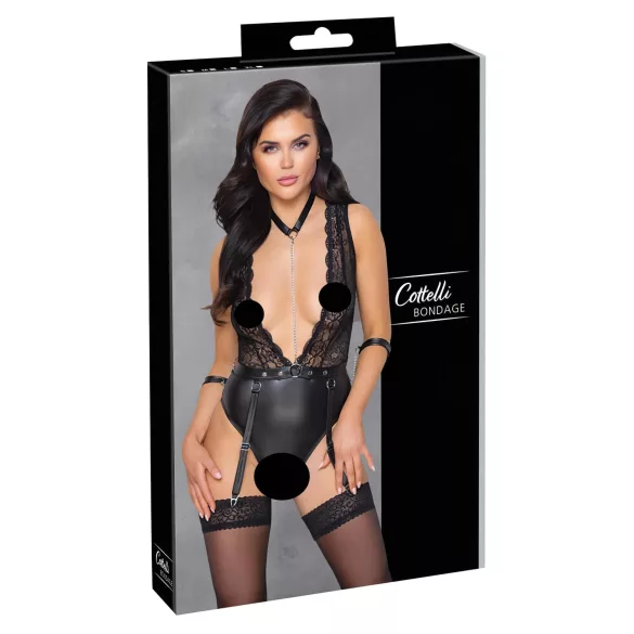 Cottelli Bondage - Lace Halter Bodysuit (Black)