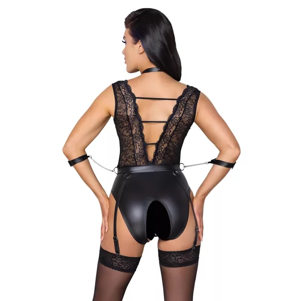 Cottelli Bondage - Lace Halter Bodysuit (Black)