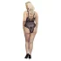 Cottelli Curves Plus Size - Sheer Patterned Bodysuit (Black) - 90D/XL