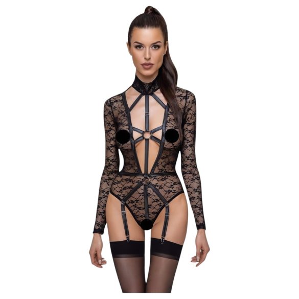 Cottelli - Sheer Strappy Bodysuit (Black) - L