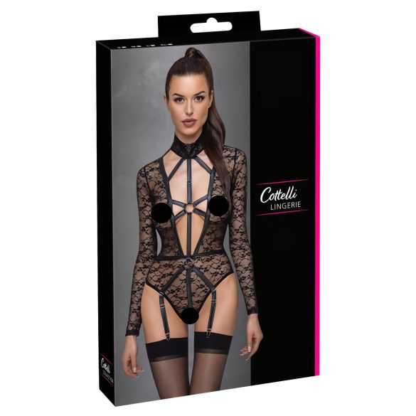 Cottelli - Sheer Strappy Bodysuit (Black) - L