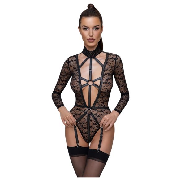 Cottelli - Sheer Strappy Bodysuit (Black) - L