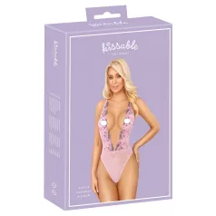 Kissable - Pink Bodysuit with Rose Embroidery - L/XL