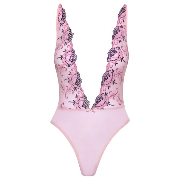 Kissable - Pink Bodysuit with Rose Embroidery - L/XL