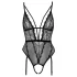 Cottelli - Open Strappy Bodysuit with Garter (Black) - M
