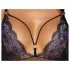 Cottelli - Embroidered Lace Bodysuit, Black & Purple (Open Design) - L