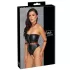 Cottelli Bondage - shiny bodysuit and arm cuffs (black) - L
