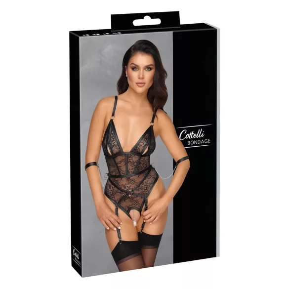 Cottelli Bondage - Open Body with Cuffs (Black) - M